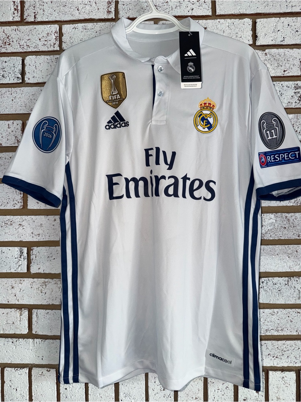 adidas Real Madrid White Navy Fly Emirates Home Jersey